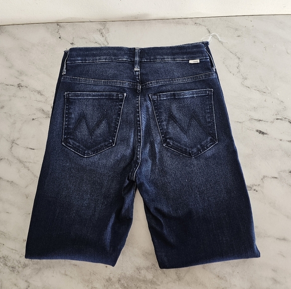 MOTHER High Waisted Looker Ankle Fray High Rise Dark Blue Skinny Jeans 26 - Picture 7 of 11